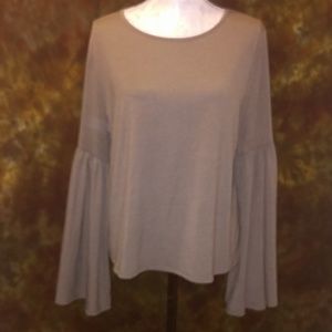 A+V Moss Green Bell Sleeve Jersey Top